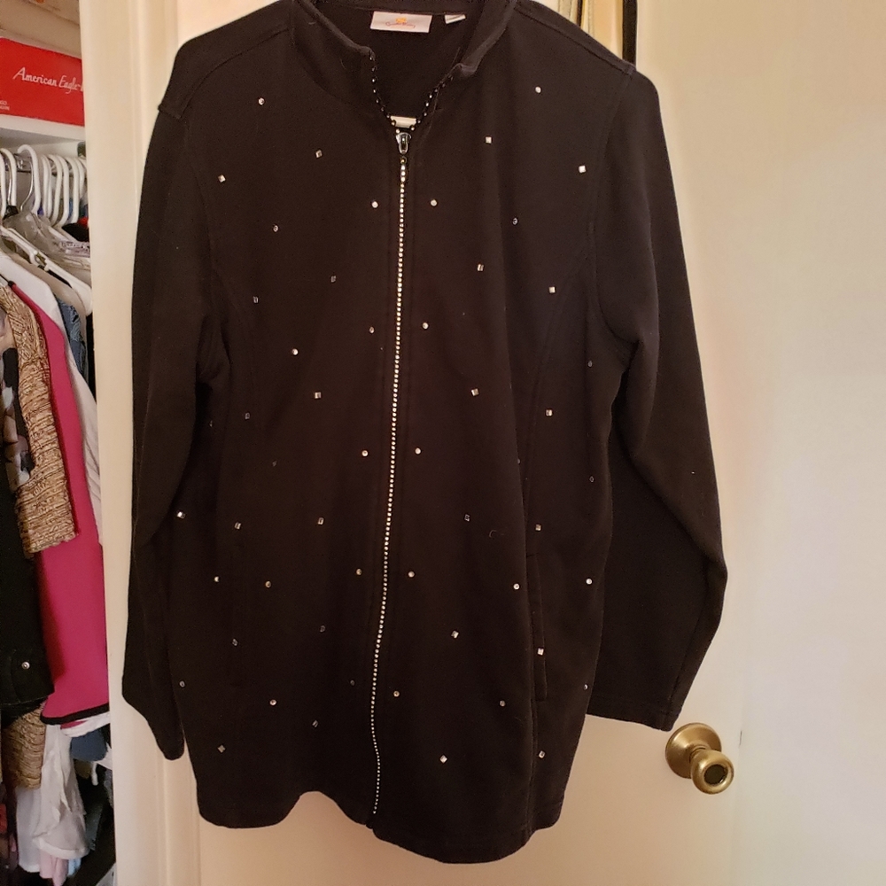 Blacl XL Quacker Factory Rhinestone Jacket